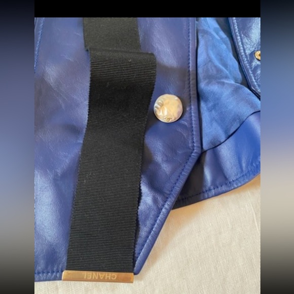 GIFTABLE Chanel Blue Lambskin Leather Jacket New With Tags - Picture 4 of 7